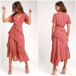 Lulu's Next To You Rusty Rose Swiss Dot Maxi NWOT